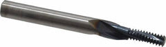 Accupro - M6x1.00 Metric Coarse, 0.17" Cutting Diam, 3 Flute, Solid Carbide Helical Flute Thread Mill - Internal Thread, 1/2" LOC, 57mm OAL, 3/16" Shank Diam - Exact Industrial Supply