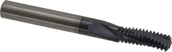 Accupro - M8x1.25 Metric Coarse, 0.235" Cutting Diam, 3 Flute, Solid Carbide Helical Flute Thread Mill - Internal Thread, 5/8" LOC, 57mm OAL, 1/4" Shank Diam - Exact Industrial Supply