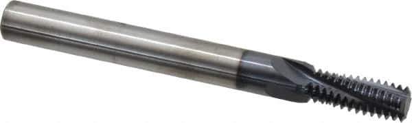 Accupro - M12x1.75 Metric Coarse, 0.37" Cutting Diam, 4 Flute, Solid Carbide Helical Flute Thread Mill - Internal Thread, 7/8" LOC, 100mm OAL, 3/8" Shank Diam - Exact Industrial Supply