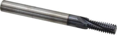 Accupro - M12x1.75 Metric Coarse, 0.37" Cutting Diam, 4 Flute, Solid Carbide Helical Flute Thread Mill - Internal Thread, 7/8" LOC, 100mm OAL, 3/8" Shank Diam - Exact Industrial Supply