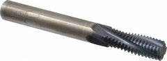 Accupro - M16x2.00 Metric Coarse, 0.4701" Cutting Diam, 4 Flute, Solid Carbide Helical Flute Thread Mill - Internal Thread, 32mm LOC, 100mm OAL, 12mm Shank Diam - Exact Industrial Supply