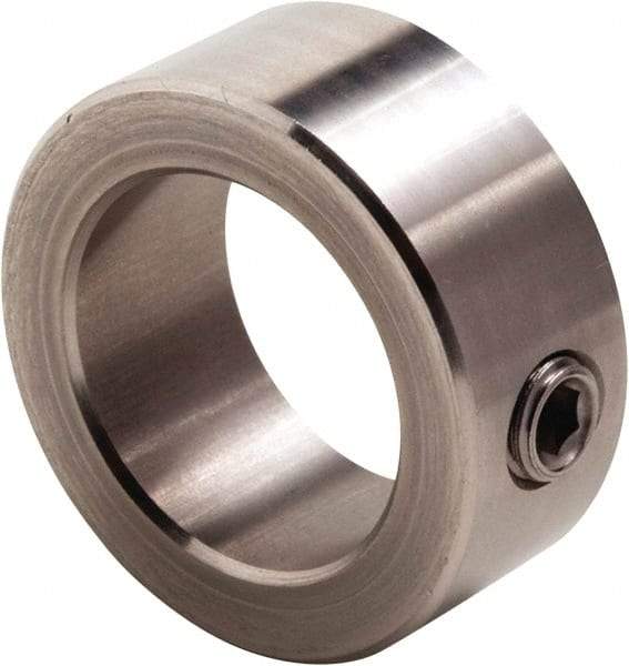 Climax Metal Products - 5/32" Bore, Stainless Steel, Set Screw Shaft Collar - 7/16" Outside Diam, 1/4" Wide - Exact Industrial Supply