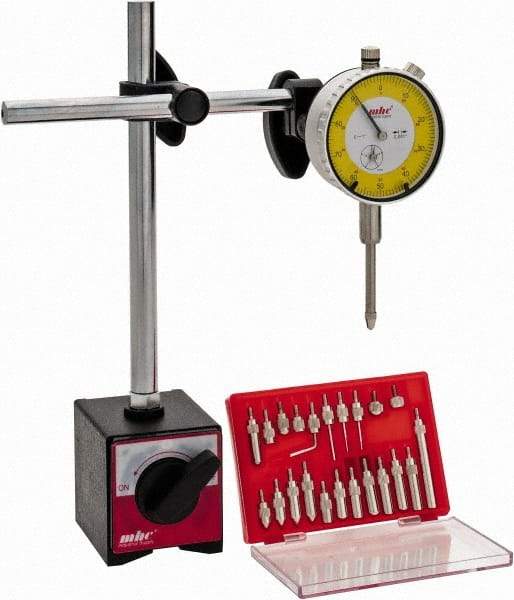 Value Collection - 0.001" Graduation, Indicator & Base Kit - 0.001 Inch Graduation, Includes Indicator, Magnetic Base, Point Set - Exact Industrial Supply