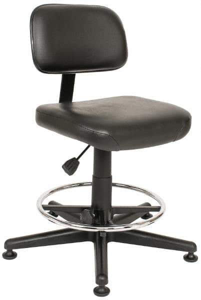 Bevco - Pneumatic Height Adjustable Chair - Vinyl Seat, Black - Exact Industrial Supply