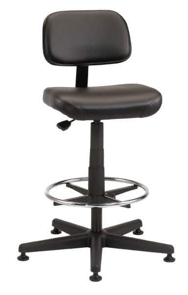 Bevco - Pneumatic Height Adjustable Chair - Vinyl Seat, Black - Exact Industrial Supply