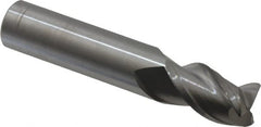 Accupro - 9/16" Diam 3 Flute Solid Carbide 0.025" Corner Radius End Mill - Exact Industrial Supply