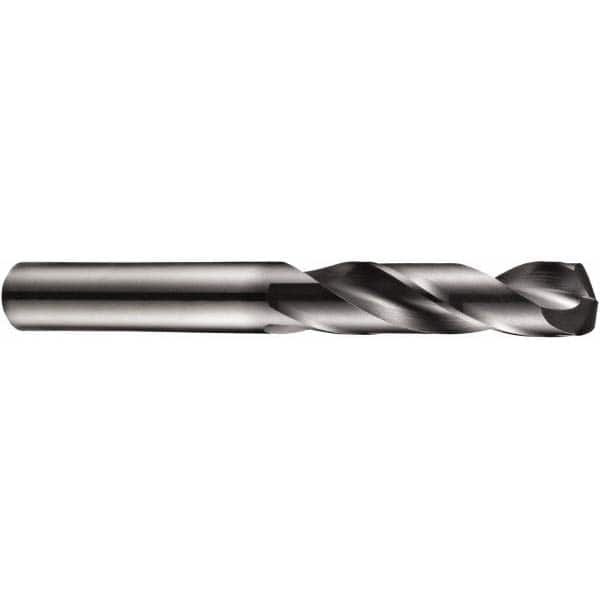 Screw Machine Length Drill Bit: 0.5938″ Dia, 140 °, Solid Carbide Coated, Right Hand Cut, Spiral Flute, Straight-Cylindrical Shank, Series R457