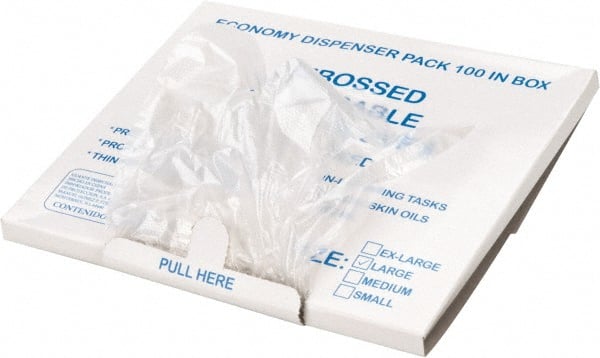 Disposable Gloves: Size Large, 1 mil, Polyethylene Clear, Textured, FDA Approved