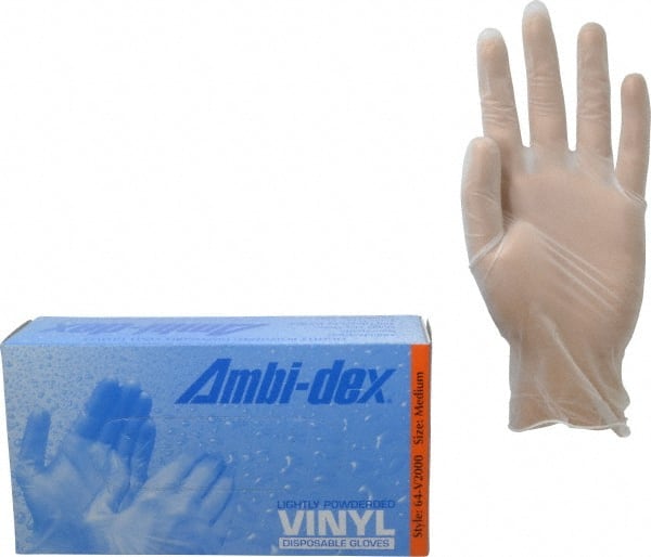 PRO-SAFE - Size M, 4-1/2 mil, Industrial Grade, Powdered Vinyl Disposable Gloves - Exact Industrial Supply