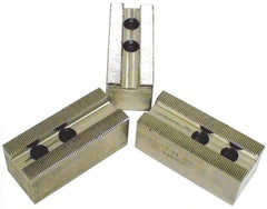 H & R Manufacturing - 1.5mm x 60° Serrated Attachment, Square Soft Lathe Chuck Jaw - 3 Jaws, Aluminum, 1.69" Btw Mount Hole Ctrs, 6-1/2" Long x 2-1/2" Wide x 5" High, 0.866" Groove, 20mm Fastener - Exact Industrial Supply