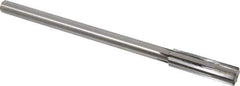 Made in USA - 0.57" Carbide-Tipped 6 Flute Chucking Reamer - Straight Flute, 7/16" Straight Shank, 2" Flute Length, 8" OAL - Exact Industrial Supply