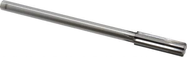 Made in USA - 0.577" Carbide-Tipped 6 Flute Chucking Reamer - Straight Flute, 7/16" Straight Shank, 2" Flute Length, 8" OAL - Exact Industrial Supply