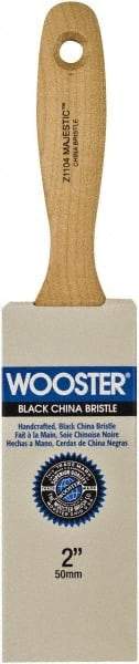 Wooster Brush - 2" Flat Hog Varnish Brush - 2-15/16" Bristle Length, 5-1/2" Maple Beavertail Handle - Exact Industrial Supply