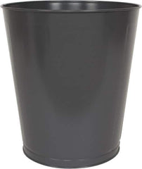 Value Collection - 28 Qt Gray Round Trash Can - Steel, 14-1/4" High - Exact Industrial Supply