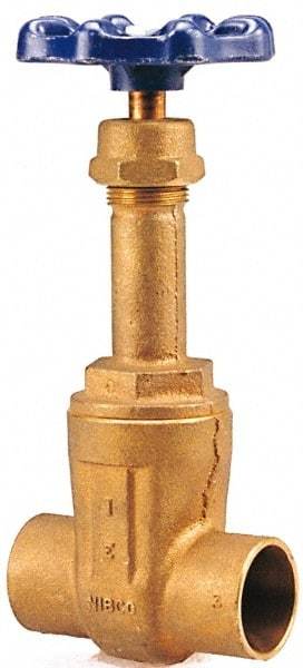 NIBCO - Class 125, Soldered Bronze Solid Wedge Rising Stem Gate Valve - 200 WOG, 125 WSP, Screw-In Bonnet - Exact Industrial Supply