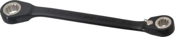 Proto - 7/32" x 9/32" 12 Point Spline Reversible Ratcheting Box Wrench - Double End, 11/16" Head Diam x 1/8" Head Thickness, 4-1/2" OAL, Steel, Black Chrome Finish - Exact Industrial Supply