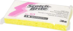 3M - 6.1" Long x 3.6" Wide x 0.7" Thick Scouring Sponge - Light-Duty, Yellow/White - Exact Industrial Supply