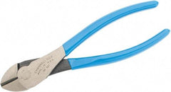 Channellock - 7" OAL, Diagonal Cutter - 25/32" Jaw Length x 1-3/16" Jaw Width, Round Head, Plastic Dipped Handle - Exact Industrial Supply