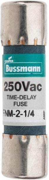 Cooper Bussmann - 250 VAC, 2.25 Amp, Time Delay General Purpose Fuse - Fuse Holder Mount, 1-1/2" OAL, 10 at 125 V kA Rating, 13/32" Diam - Exact Industrial Supply