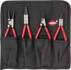 Knipex - 4 Piece, 1/2 to 2-1/2" Bore, 3/8 to 2-1/2" Shaft, Internal/External Retaining Ring Pliers Set - 0.053 to 0.07" Tip Diam Range - Exact Industrial Supply