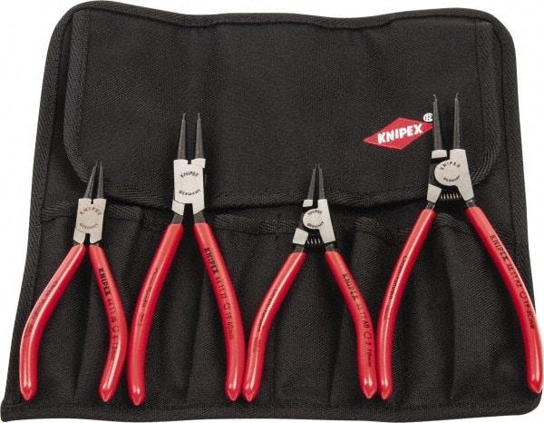 Knipex - 4 Piece, 5/16 to 2-1/2" Bore, 1/8 to 2-1/2" Shaft, Internal/External Retaining Ring Pliers Set - 0.035 to 0.07" Tip Diam Range - Exact Industrial Supply