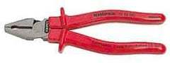 Knipex - 9" OAL, 1-3/4" Jaw Length x 1-1/8" Jaw Width, Side Cutting Pliers - Serrated Pipe Jaw, Flat Nose Head, Ergonomic Handles - Exact Industrial Supply