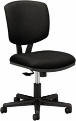 Hon - 18-3/4" High Pneumatic Height Adjustable Chair - 18" Wide x 18" Deep, 100% Polyester Seat, Black - Exact Industrial Supply