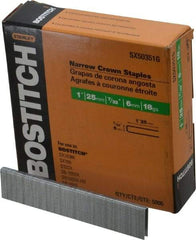 Stanley Bostitch - 1" Long x 7/32" Wide, 18 Gauge Crowned Construction Staple - Steel, Galvanized Finish - Exact Industrial Supply