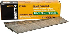 Stanley Bostitch - 18 Gauge 0.05" Shank Diam 1-3/16" Long Brad Nails for Power Nailers - Steel, Bright Finish, Ring Shank, Straight Stick Adhesive Collation, Brad Head, Chisel Point - Exact Industrial Supply