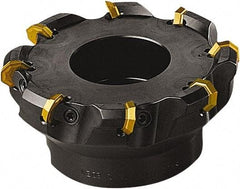 Seco - 5.39" Cut Diam, 1-1/2" Arbor Hole, 0.197" Max Depth of Cut, 43° Indexable Chamfer & Angle Face Mill - 8 Inserts, OFE. 070405 Insert, Right Hand Cut, 8 Flutes, Series R220.43 - Exact Industrial Supply