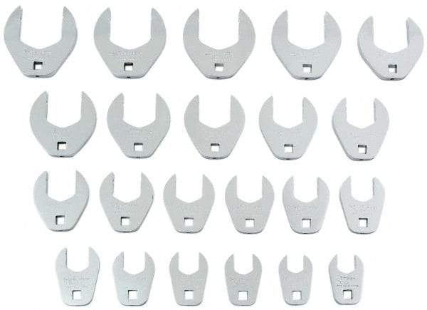 Proto - 22 Piece 1/2" Drive Open End Crowfoot Wrench Set - 15/16 to 2-1/2", with Clip Rail - Exact Industrial Supply