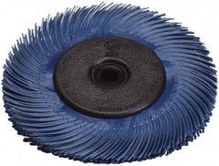 3M - 6" Diam, 7/16" Max Face Width, Plain Hole Radial Bristle Brush - 400 Grit, Super Fine Grade, 10,000 Max RPM, Blue - Exact Industrial Supply