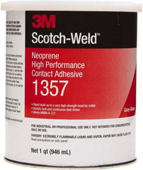 3M - 1 Qt Can Green Contact Adhesive - 1357 1QT HIGH PERFRMNC SCOTCHGRIP CONTACT ADHESV - Exact Industrial Supply