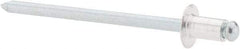 RivetKing - Size 41 Dome Head Aluminum Open End Blind Rivet - Steel Mandrel, 0.02" to 0.062" Grip, 1/4" Head Diam, 0.129" to 0.133" Hole Diam, 0.212" Length Under Head, 1/8" Body Diam - Exact Industrial Supply