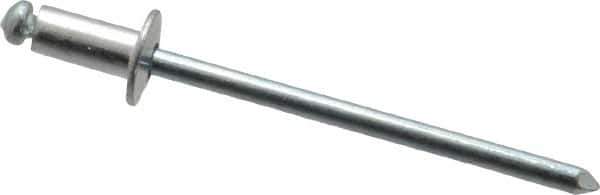 RivetKing - Size 42 Dome Head Aluminum Open End Blind Rivet - Steel Mandrel, 0.063" to 1/8" Grip, 1/4" Head Diam, 0.129" to 0.133" Hole Diam, 0.275" Length Under Head, 1/8" Body Diam - Exact Industrial Supply