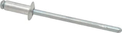 RivetKing - Size 43 Dome Head Aluminum Open End Blind Rivet - Steel Mandrel, 0.126" to 0.187" Grip, 1/4" Head Diam, 0.129" to 0.133" Hole Diam, 0.337" Length Under Head, 1/8" Body Diam - Exact Industrial Supply