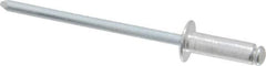 RivetKing - Dome Head Aluminum Open End Blind Rivet - Steel Mandrel, 0.188" to 1/4" Grip, 1/4" Head Diam, 0.129" to 0.133" Hole Diam, 0.4" Length Under Head, 1/8" Body Diam - Exact Industrial Supply