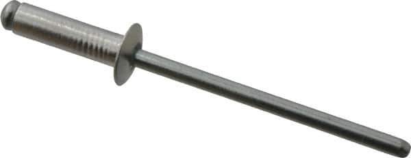 RivetKing - Size 45 Dome Head Aluminum Open End Blind Rivet - Steel Mandrel, 0.251" to 0.312" Grip, 1/4" Head Diam, 0.129" to 0.133" Hole Diam, 0.462" Length Under Head, 1/8" Body Diam - Exact Industrial Supply
