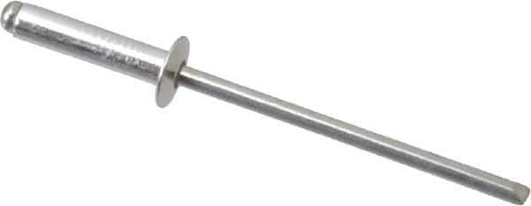 RivetKing - Size 46 Dome Head Aluminum Open End Blind Rivet - Steel Mandrel, 0.313" to 3/8" Grip, 1/4" Head Diam, 0.129" to 0.133" Hole Diam, 0.525" Length Under Head, 1/8" Body Diam - Exact Industrial Supply