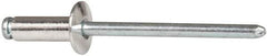 RivetKing - Size 54 Dome Head Aluminum Open End Blind Rivet - Steel Mandrel, 0.188" to 1/4" Grip, 0.312" Head Diam, 0.16" to 0.164" Hole Diam, 0.425" Length Under Head, 5/32" Body Diam - Exact Industrial Supply