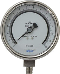 Wika - 4" Dial, 1/4 Thread, 0-30 Scale Range, Pressure Gauge - Lower Connection Mount, Accurate to 0.25% of Scale - Exact Industrial Supply