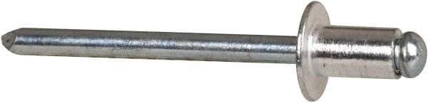 RivetKing - Size 62 Dome Head Aluminum Open End Blind Rivet - Steel Mandrel, 0.02" to 1/8" Grip, 3/8" Head Diam, 0.192" to 0.196" Hole Diam, 0.325" Length Under Head, 3/16" Body Diam - Exact Industrial Supply
