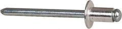 RivetKing - Size 62 Dome Head Aluminum Open End Blind Rivet - Steel Mandrel, 0.02" to 1/8" Grip, 3/8" Head Diam, 0.192" to 0.196" Hole Diam, 0.325" Length Under Head, 3/16" Body Diam - Exact Industrial Supply