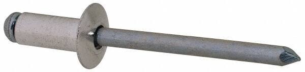 RivetKing - Size 64 Dome Head Aluminum Open End Blind Rivet - Steel Mandrel, 0.188" to 1/4" Grip, 3/8" Head Diam, 0.192" to 0.196" Hole Diam, 0.45" Length Under Head, 3/16" Body Diam - Exact Industrial Supply