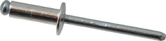 RivetKing - Size 66 Dome Head Aluminum Open End Blind Rivet - Steel Mandrel, 0.251" to 3/8" Grip, 3/8" Head Diam, 0.192" to 0.196" Hole Diam, 0.575" Length Under Head, 3/16" Body Diam - Exact Industrial Supply