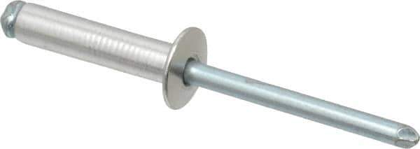 RivetKing - Size 610 Dome Head Aluminum Open End Blind Rivet - Steel Mandrel, 0.501" to 5/8" Grip, 3/8" Head Diam, 0.192" to 0.196" Hole Diam, 0.825" Length Under Head, 3/16" Body Diam - Exact Industrial Supply