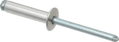 RivetKing - Size 610 Dome Head Aluminum Open End Blind Rivet - Steel Mandrel, 0.501" to 5/8" Grip, 3/8" Head Diam, 0.192" to 0.196" Hole Diam, 0.825" Length Under Head, 3/16" Body Diam - Exact Industrial Supply