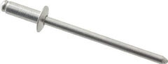 RivetKing - Size 43 Dome Head Aluminum Open End Blind Rivet - Aluminum Mandrel, 0.126" to 0.187" Grip, 1/4" Head Diam, 0.129" to 0.133" Hole Diam, 0.337" Length Under Head, 1/8" Body Diam - Exact Industrial Supply
