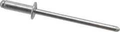 RivetKing - Size 44 Dome Head Aluminum Open End Blind Rivet - Aluminum Mandrel, 0.188" to 1/4" Grip, 1/4" Head Diam, 0.129" to 0.133" Hole Diam, 0.4" Length Under Head, 1/8" Body Diam - Exact Industrial Supply