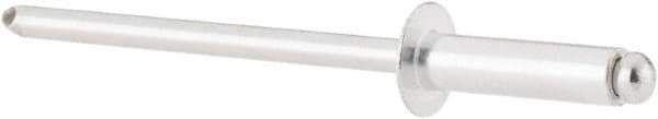 RivetKing - Size 45 Dome Head Aluminum Open End Blind Rivet - Aluminum Mandrel, 0.251" to 0.312" Grip, 1/4" Head Diam, 0.129" to 0.133" Hole Diam, 0.462" Length Under Head, 1/8" Body Diam - Exact Industrial Supply